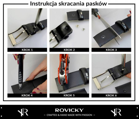 Wąski pasek skórzany do garnituru męskiego CZARNY. Skóra naturalna, licowa