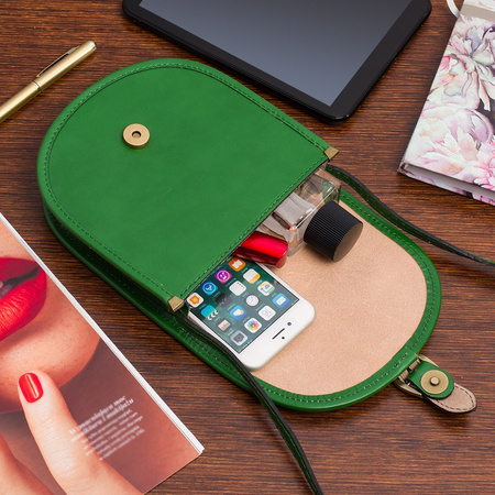 Malutka torebka damska ZIELONA skórzana listonoszka