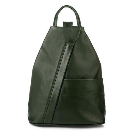 Ciemnozielony damski plecak skórzany miejski Vera Pelle
