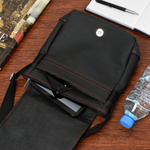 Czarno-czerwona mała męska torba z klapą skóra naturalna beltimore F20