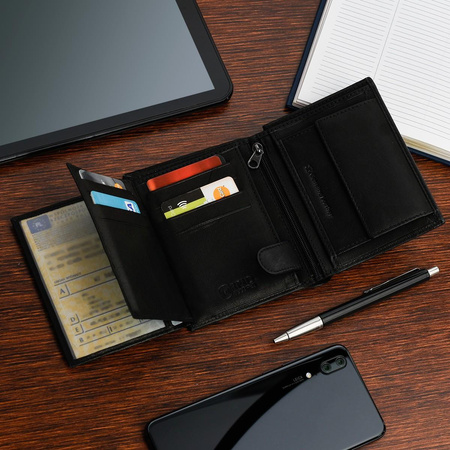 Męski portfel skórzany czarny klasyczny RFiD Beltimore P94