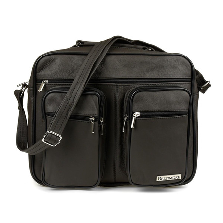 Duża skórzana torba męska do pracy szkoły brązowa