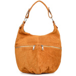 Camelowa zamszowa Torebka skórzana A4 worek