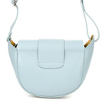 Błękitna skórzana torebka listonoszka podkowa