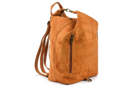 Stylowy miejski plecak damski skóra zamsz CAMEL