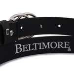 Czarny pasek damski skórzany ze srebrną okrągłą klamrą