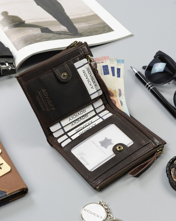 Pojemny portfel męski w stylu retro Rovicky brąz