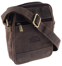 Piękna skórzana listonoszka z długim paskiem. Brązowa