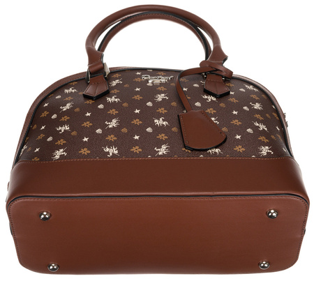 Zgrabny kuferek damski ze skóry ekologicznej we wzorki — David Jones