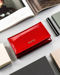 Portfel damski czerwony lakierowany. Skóra naturalna. RFID