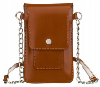 Malutka torebka damska na telefon Camelowa mini listonoszka Skóra