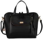 Pojemna, czarna damska torebka listonoszka ze skóry ekologicznej na suwak.