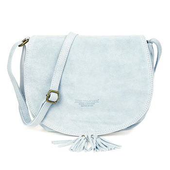 BŁĘKITNA torebka podkowka listonoszka skórzana