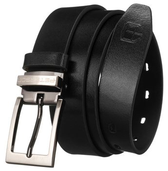 Skórzany pasek męski czarny. Wąski do garnituru.