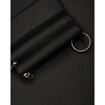 Skórzane etui na klucze Czarna kluczówka saszetka z kieszonkami.