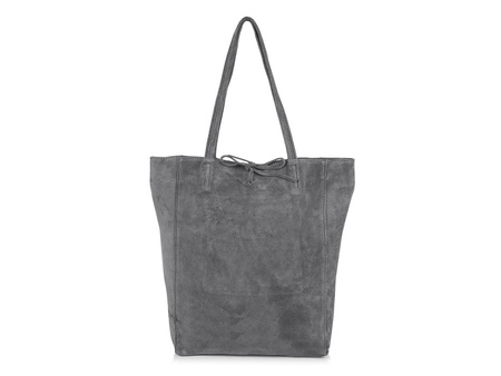 Torebka damska worek z troczkami A4 skórzana zamsz