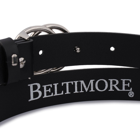 Czarny pasek damski skórzany ze srebrną okrągłą klamrą