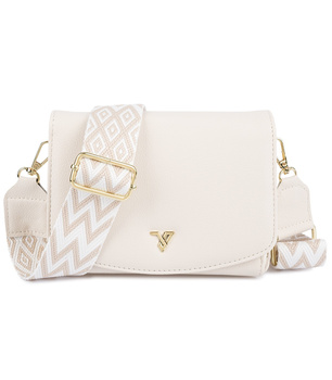 Kremowa torebka na telefon - mini listonoszka damska z ekoskóry