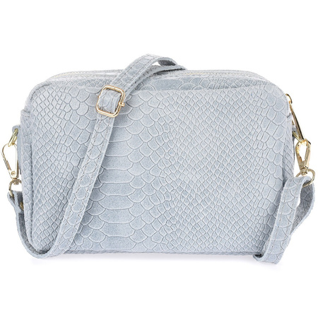 Mała Skórzana Torebka damska błękitna listonoszka