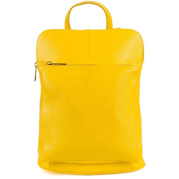 Żółty skórzany plecak damski torba 2w1. Format A4.
