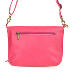 Różowa Torebka Listonoszka ze skóry z klapą na suwak