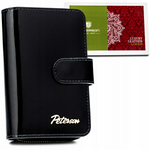 Czarny portfel damski pionowy. Skóra naturalna z ochroną RFID