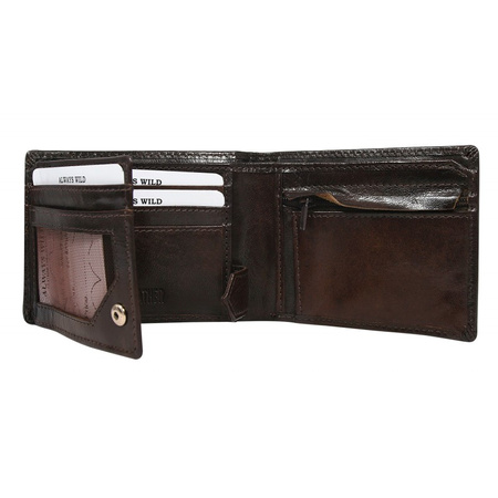 Mały skórzany portfel męski skóra BRĄZOWY