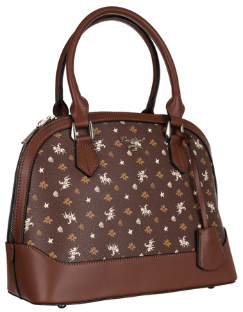 Zgrabny kuferek damski ze skóry ekologicznej we wzorki — David Jones