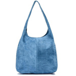 NIEBIESKA torebka damska A4 skórzana zamszowa worek suwak