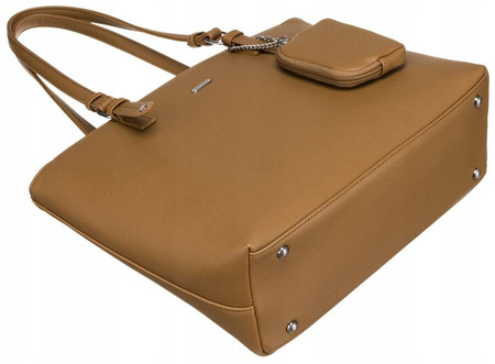 Shopperka damska ze skóry ekologicznej z dodatkową portmonetką beż brąz