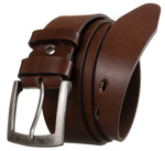 Gładki pasek męski ze skóry naturalnej z matową klamrą — Rovicky