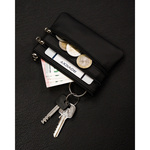 Skórzane etui na klucze Czarna kluczówka saszetka z kieszonkami.