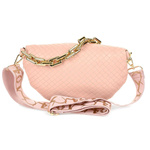 Różowa Saszetka damska przez ramię na pasku plecionka I18