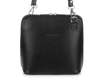 Mała czarna torebka damska listonoszka skóra