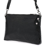 Mała czarna torebka wizytowa listonoszka croco