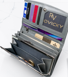 Lekki SZARY portfel damski ze skóry koziej RFID