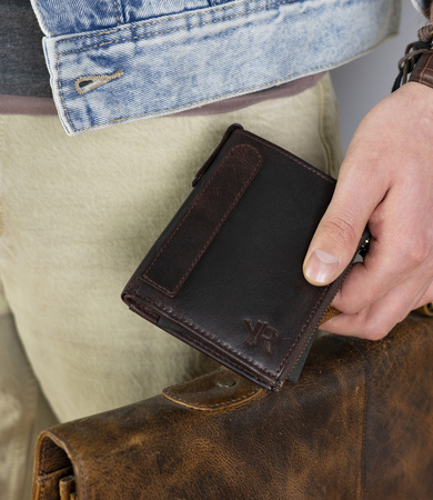 Pojemny portfel męski w stylu retro Rovicky brąz