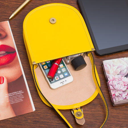 Żółta Beltimore Damska Skórzana Mała Torebka Listonoszka podkówka K68