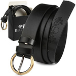 Beltimore skórzany damski pasek do spodni 3 cm czarny