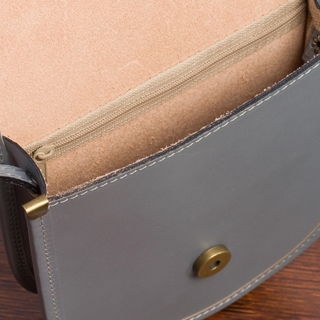 Jasno szara Beltimore Damska Skórzana Mała Torebka Listonoszka podkówka K68