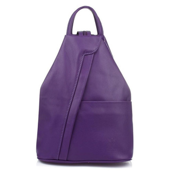 Fioletowy skórzany miejski plecak Vera Pelle