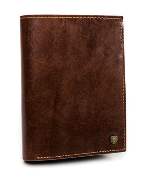 Elegancki duży portfel męski skórzany. Brązowy