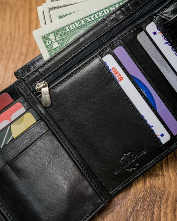 Miejski portfel męski bez zapięcia, skóra naturalna licowa, RFID Stop — Pierre Andreus