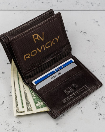 Mały porządny skórzany portfel męski Rovicky® RFID