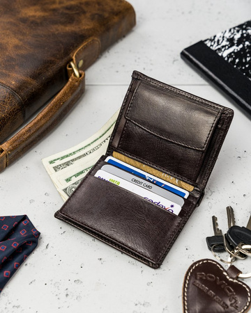 Mały porządny skórzany portfel męski Rovicky® RFID