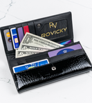 Duży portfel damski skóra lakierowana croco