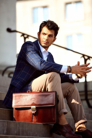 Duża skórzana teczka męska aktówka 3komory. Włoska skóra licowa