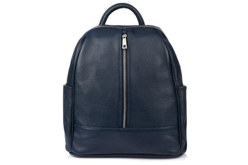 Granatowy miejski włoski plecak skórzany A4