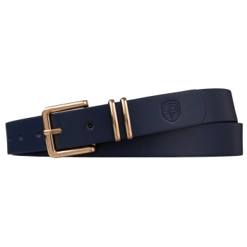 Granatowy pasek damski złota klamra. Elegancki