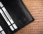 Małe i cienkie etui na karty - skórzane czarne. Ochrona RFID